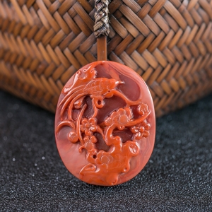 柿子红南红喜上眉梢吊坠