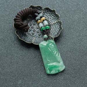 糯冰种飘翠翡翠年年有余吊坠