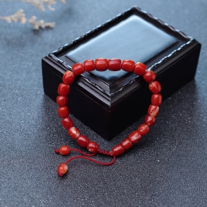 阿卡珊瑚桶珠单圈手串