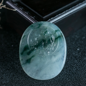 冰种飘花翡翠虎虎生威吊坠