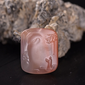 冰飘水红南红禅吊坠