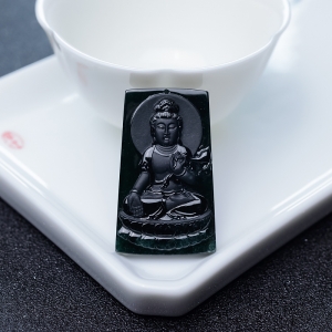 糯冰种墨翠观音吊坠