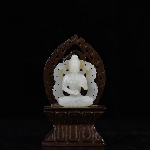 山料和田白玉观音摆件