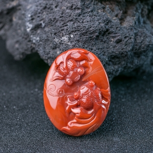 柿子红南红年年有余吊坠