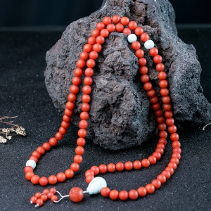 9mm柿子红南红108佛珠