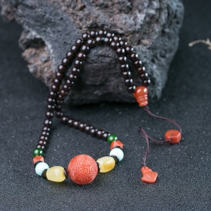 柿子红南红回纹珠吊坠