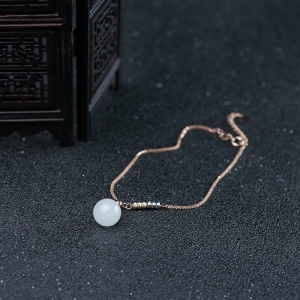 特:18K山流水料和田白玉手链