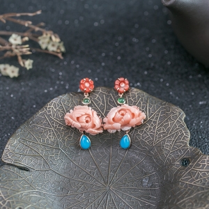 18K深水珊瑚耳坠