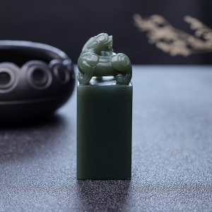 山料和田碧玉貔貅印章