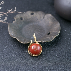 18K柿子红南红吊坠