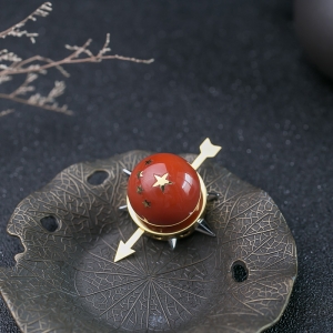 18K柿子红南红吊坠