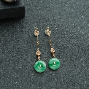 18K糯种飘翠翡翠耳坠