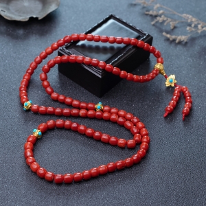 阿卡珊瑚桶珠108佛珠