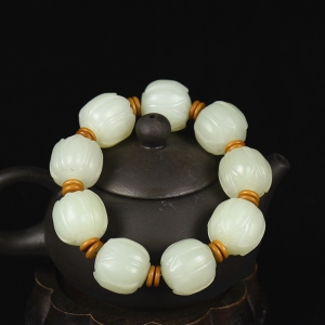 山料和田白玉莲花手串