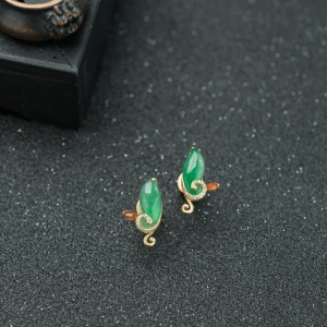 18K糯冰种飘翠翡翠耳钉