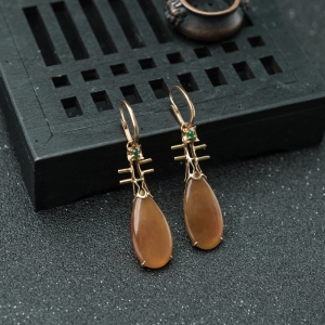 18K糯冰种红翡翡翠吊坠耳坠两用款