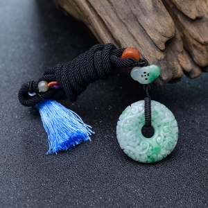 糯种飘翠翡翠平安扣吊坠