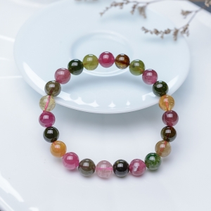 8mm彩虹碧玺单圈手串