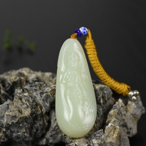 山料和田白玉观音吊坠