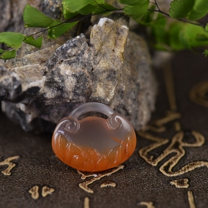 冰飘柿子红南红一品幽莲吊坠