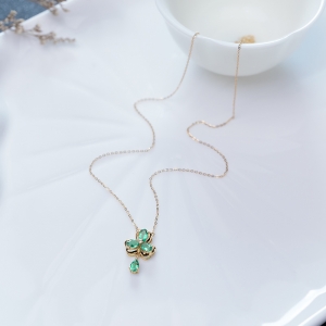 18K蓝绿祖母绿项链