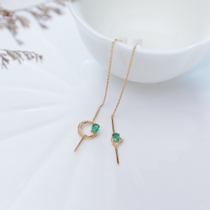 18K蓝绿祖母绿耳坠