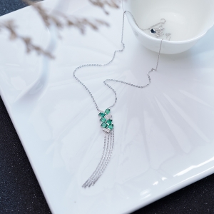 18K蓝绿祖母绿项链