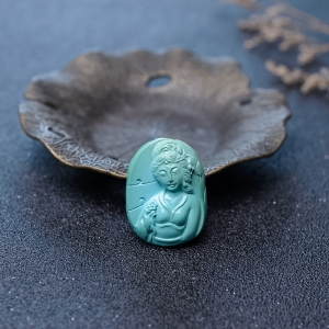 高瓷蓝绿绿松石美女吊坠