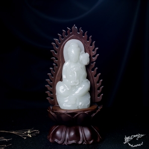 山料和田白玉观音摆件