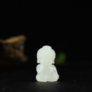 籽料和田白玉大日如来吊坠