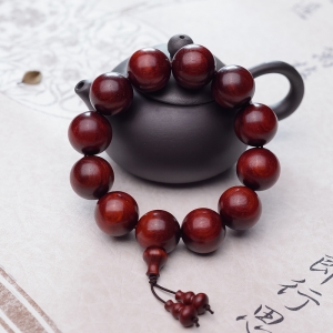 20mm带星鸡血红小叶紫檀单圈手串