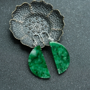 18K糯种飘花翡翠耳坠