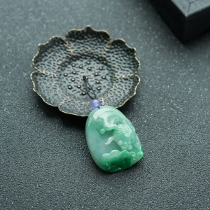 糯种飘翠翡翠年年有余吊坠