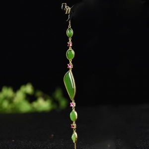 18k金镶山料和田碧玉手链