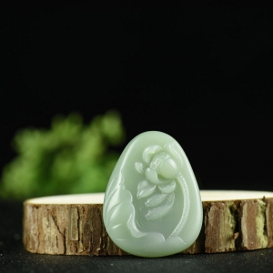 山料和田碧玉年年有余吊坠