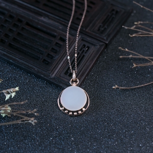 特：18K山流水料和田白玉项链