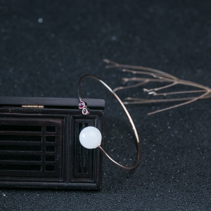 特：58mm18K山流水料和田白玉手镯