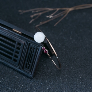 特：58mm18K山流水料和田白玉手镯