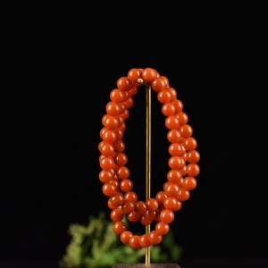 8.0mm柿子红南红108佛珠多圈手串