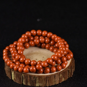 8.0mm柿子红南红108佛珠多圈手串