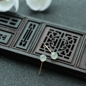 18K糯冰种翡翠耳钉