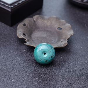 中高瓷铁线蓝绿绿松石平安扣吊坠