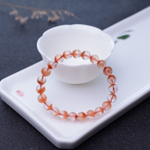 7.5mm红兔毛水晶单圈手串