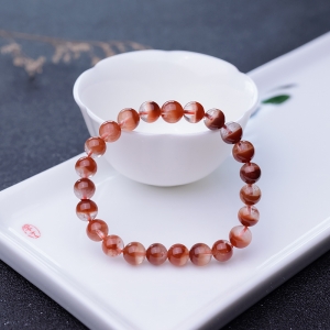 7.5mm红兔毛水晶单圈手串