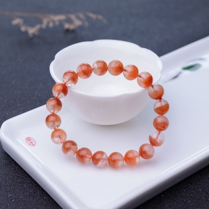 9mm红兔毛水晶单圈手串