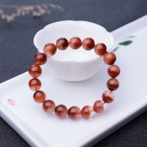 11mm红兔毛水晶单圈手串