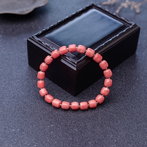 深水珊瑚桶珠单圈手串