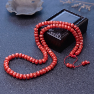 阿卡珊瑚鼓珠108佛珠