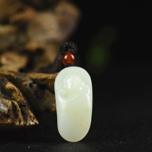 籽料和田白玉弥勒佛吊坠