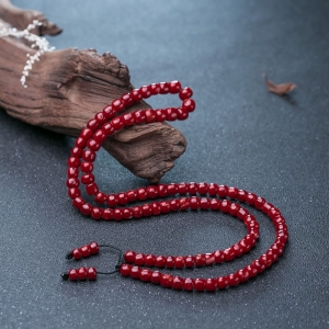 阿卡牛血红珊瑚桶珠108佛珠